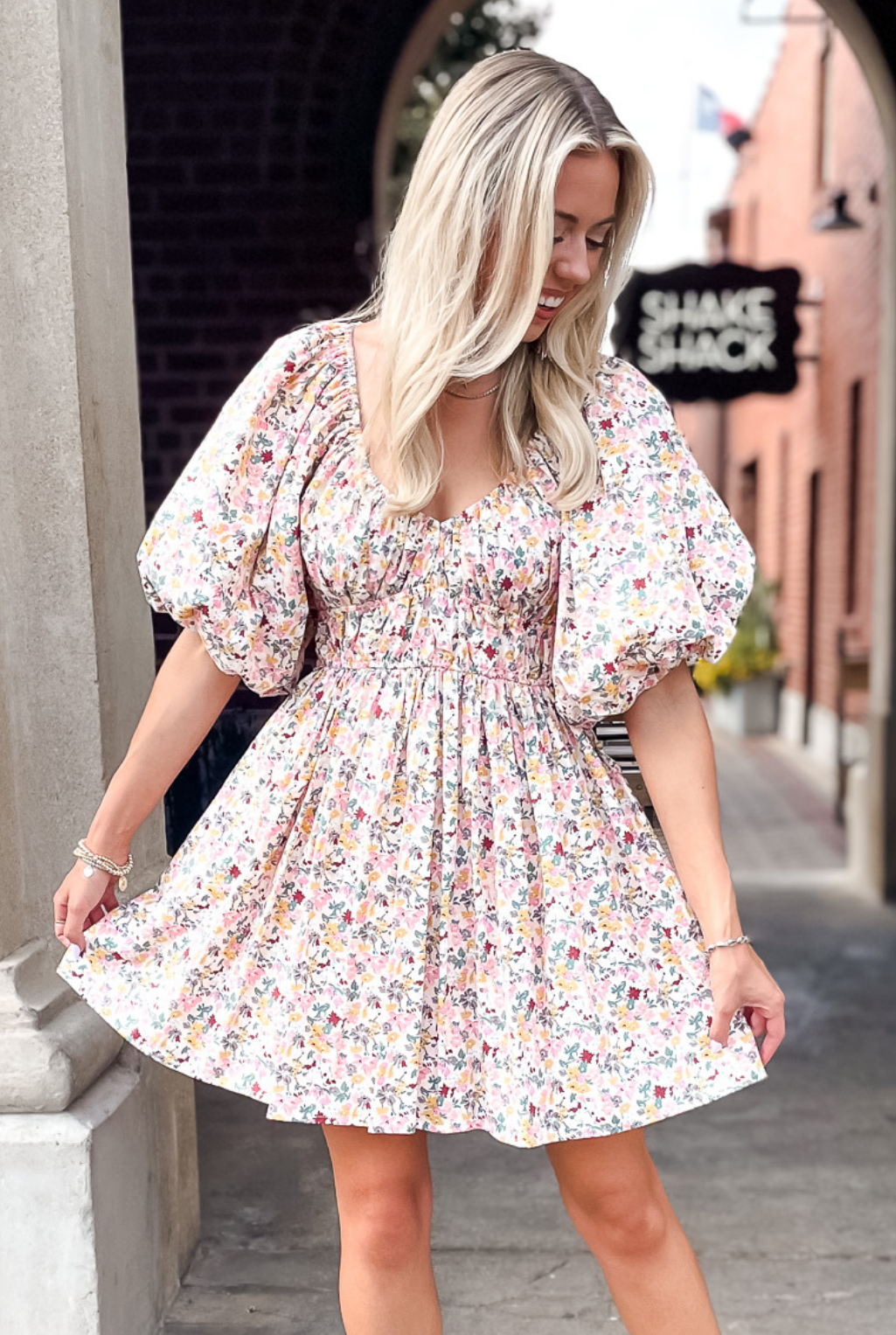 Courtney Floral Dress - Cream