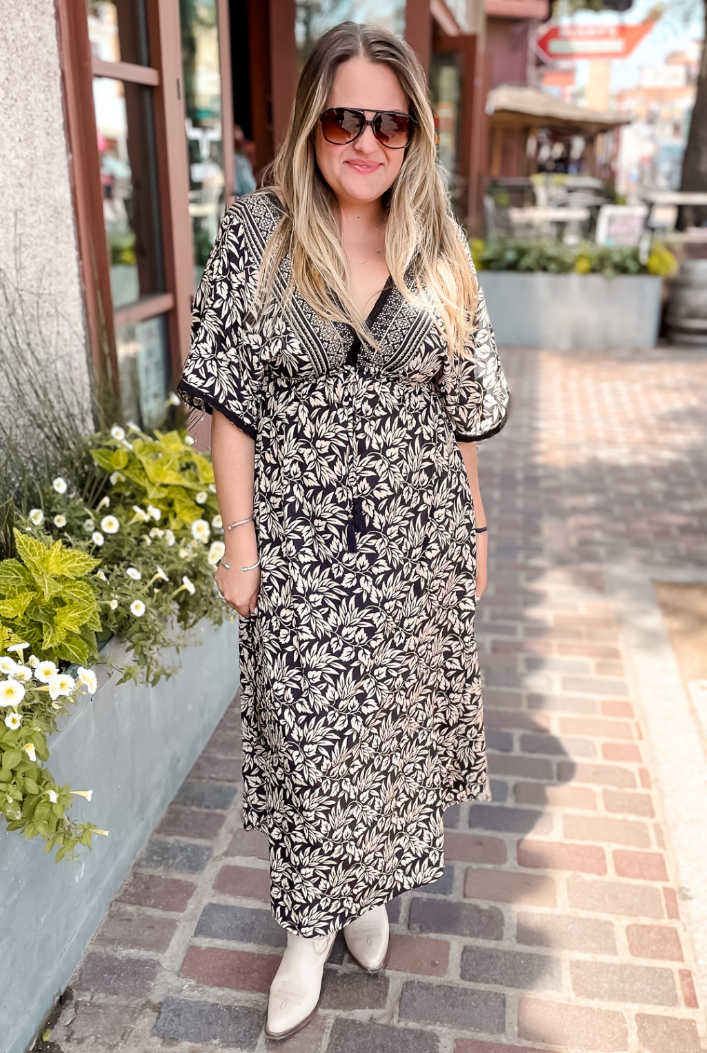 Night Palm Kimono Dress