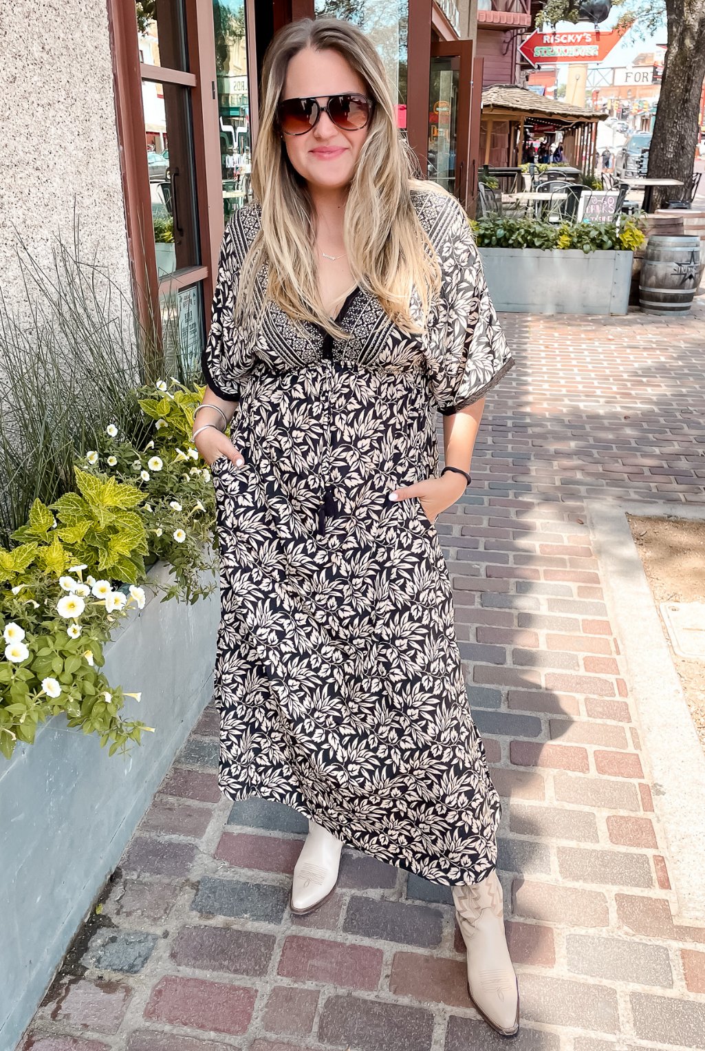 Night Palm Kimono Dress