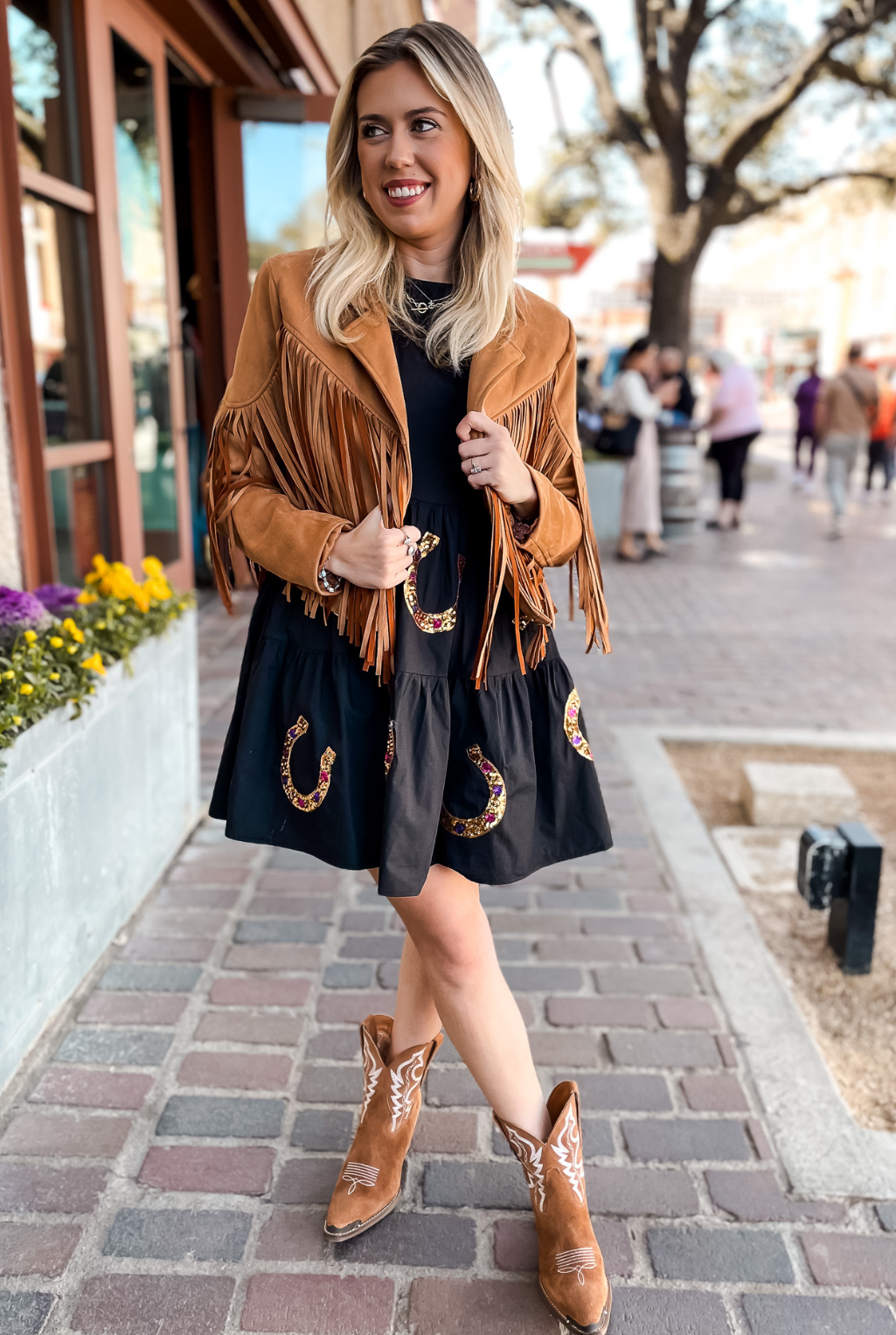 Faux Suede Fringe Jacket - Camel