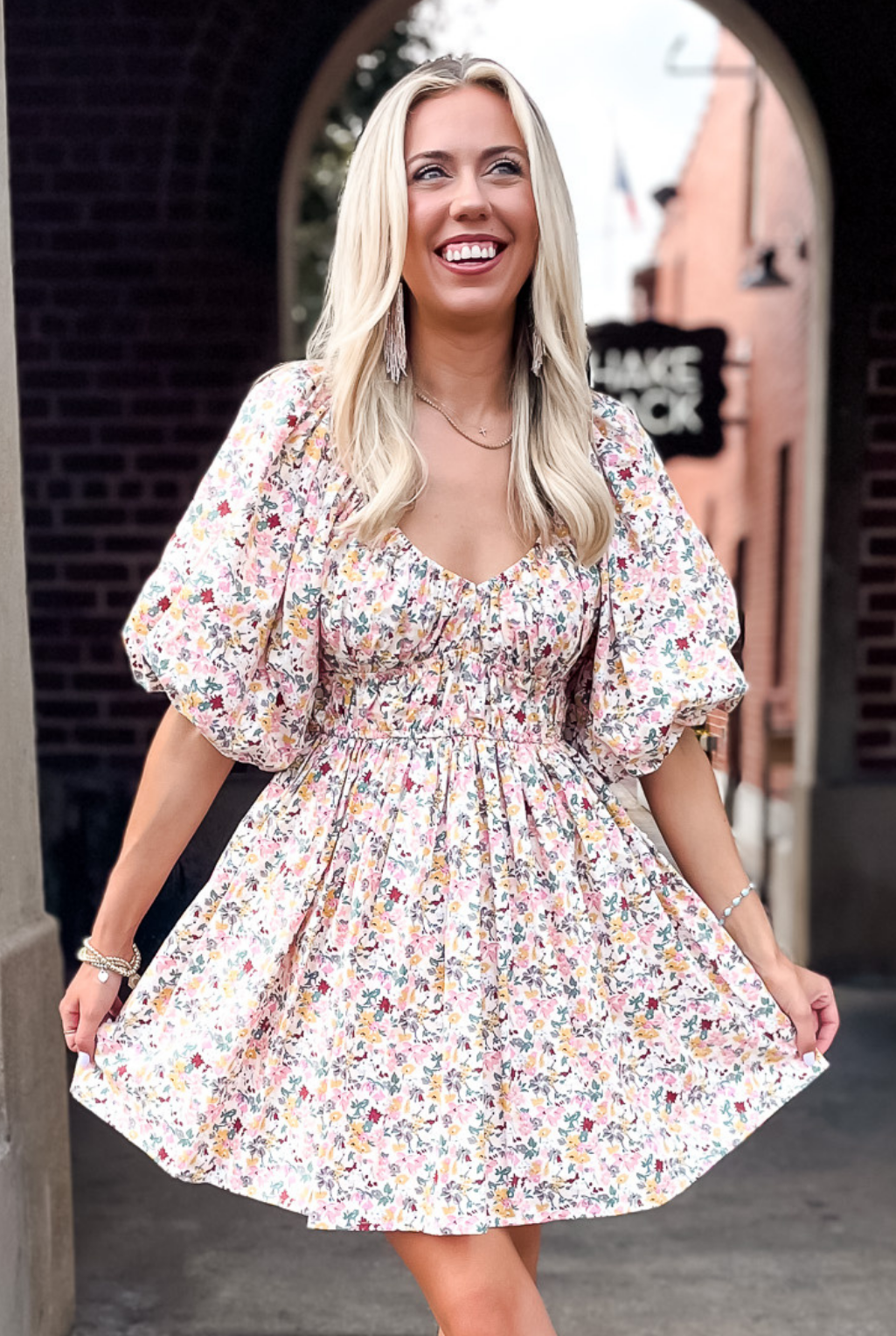 Courtney Floral Dress - Cream