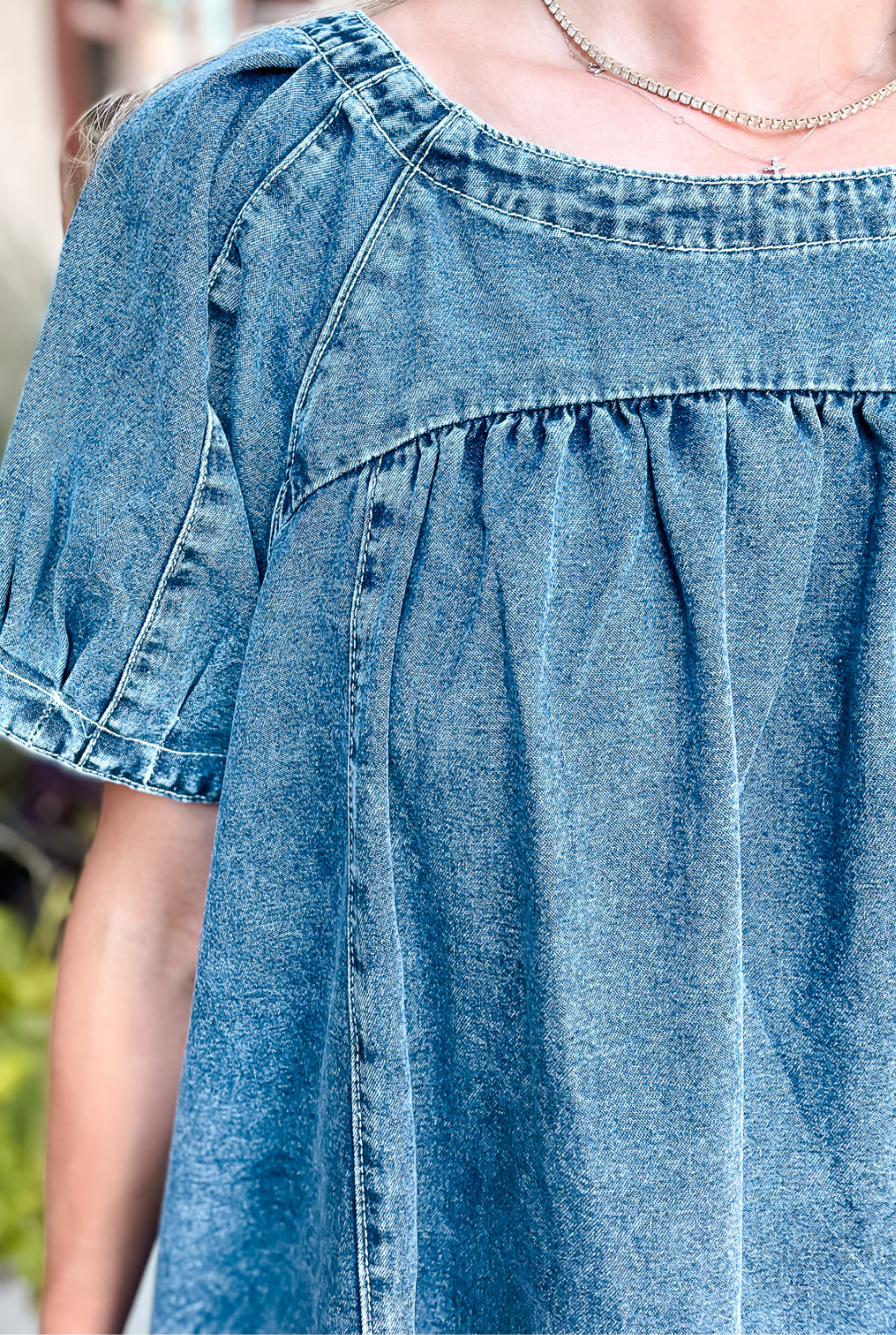 Denim Baby Doll Dress - Blue