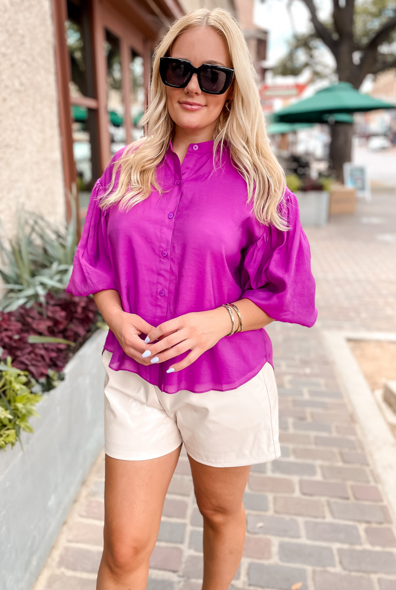 Magenta Puff Sleeve Top