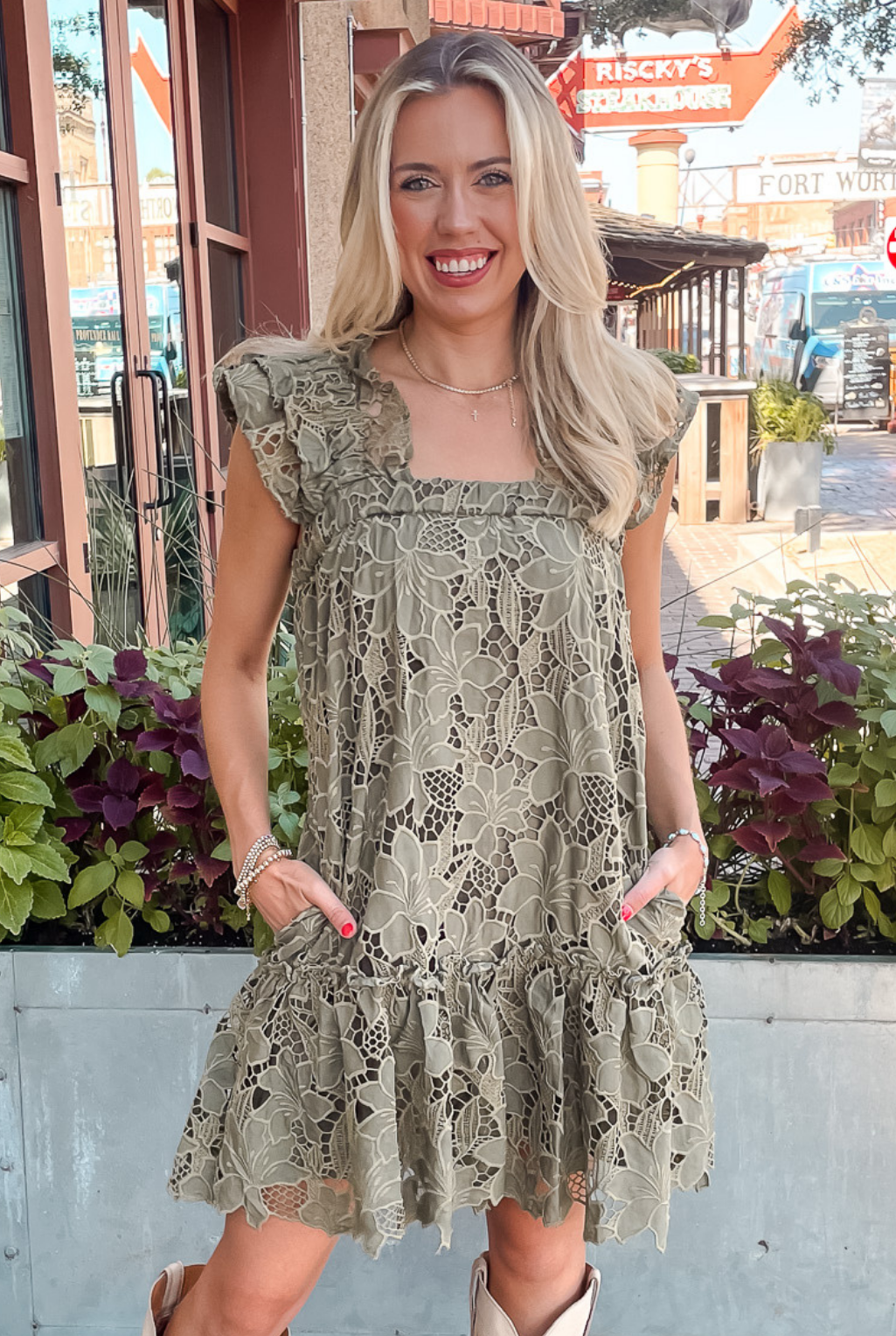 Kayla Lace Dress - Olive