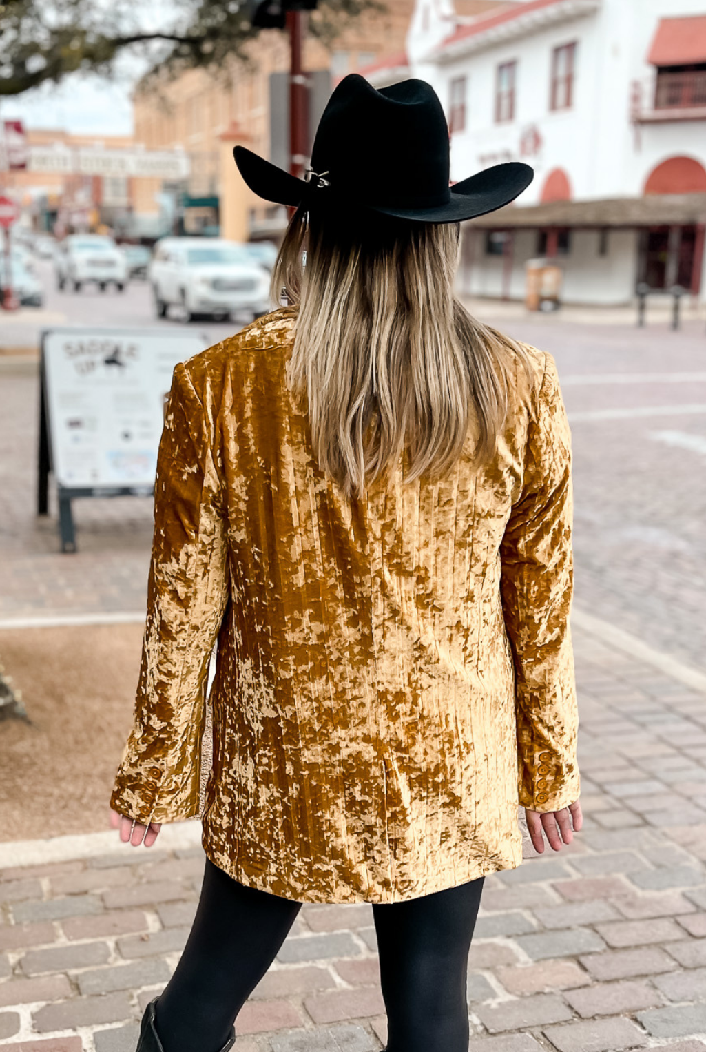 Crushed It Velvet Blazer - Gold