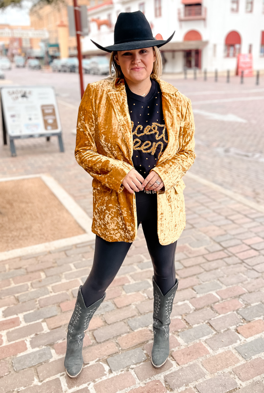 Crushed It Velvet Blazer - Gold