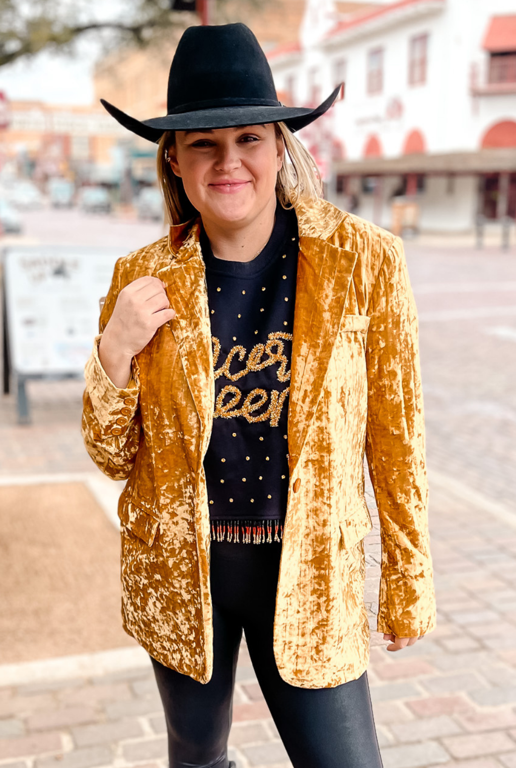 Crushed It Velvet Blazer - Gold