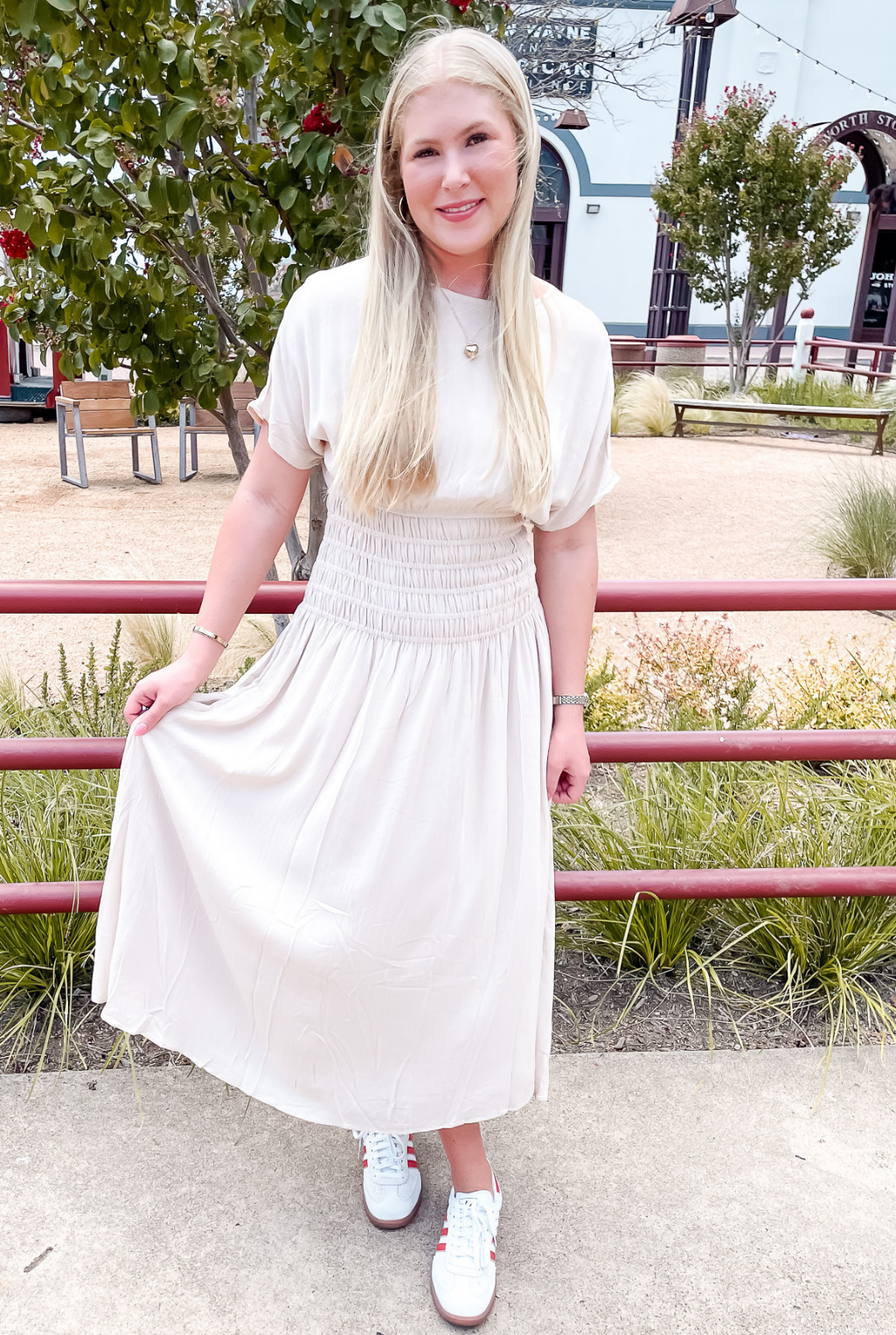 Sunny Smocked Beige Dress