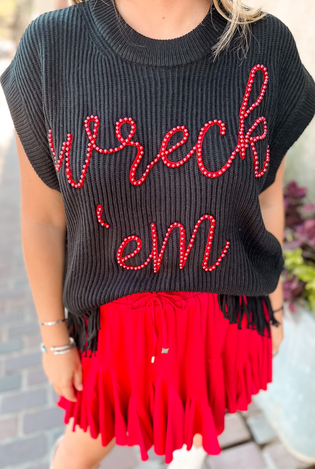 Queen Of Sparkles - Wreck 'Em Pearl Fringe Sweater