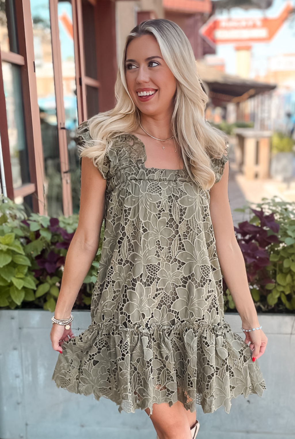 Kayla Lace Dress - Olive