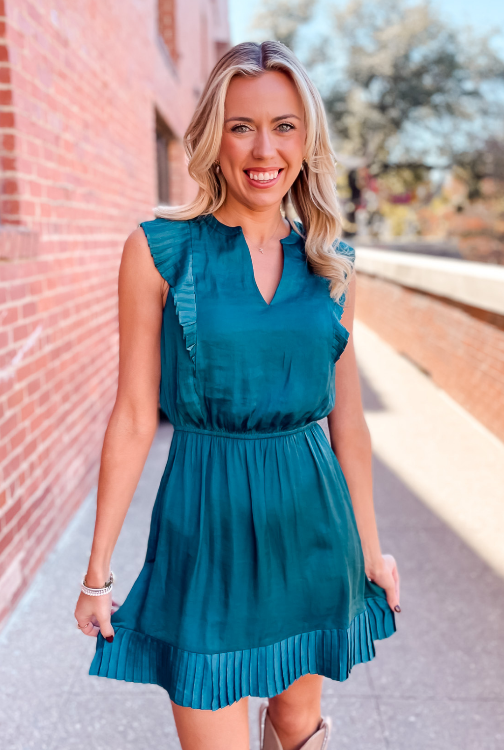 Verona Satin Dress - Teal