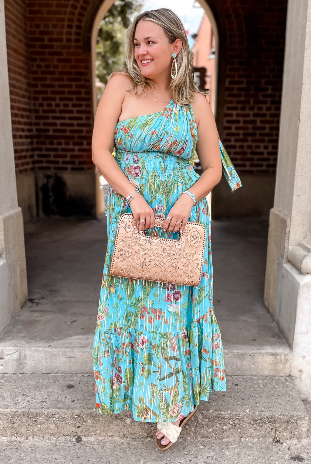 Turquoise One Shoulder Dress