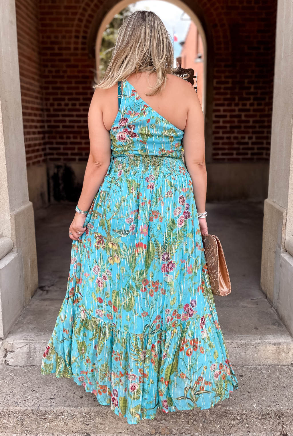 Turquoise One Shoulder Dress