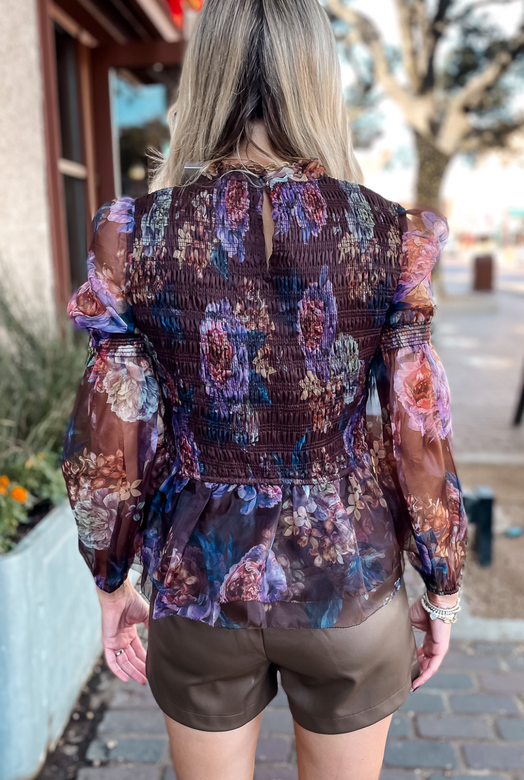 Smocked Floral Top