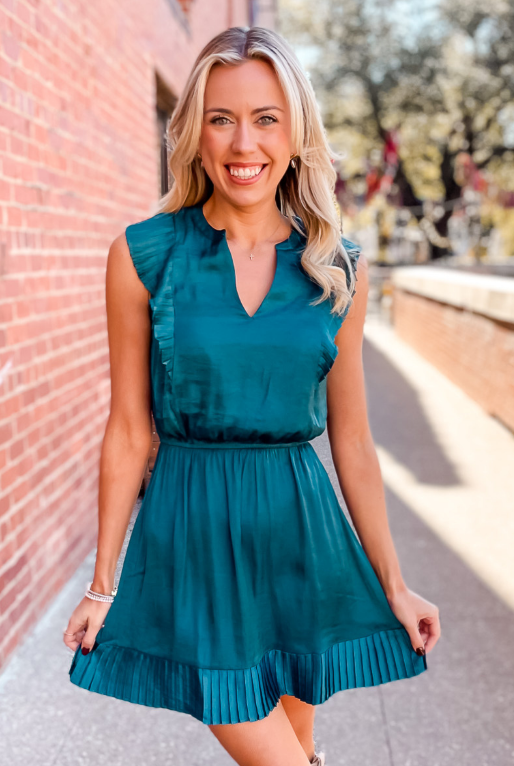 Verona Satin Dress - Teal