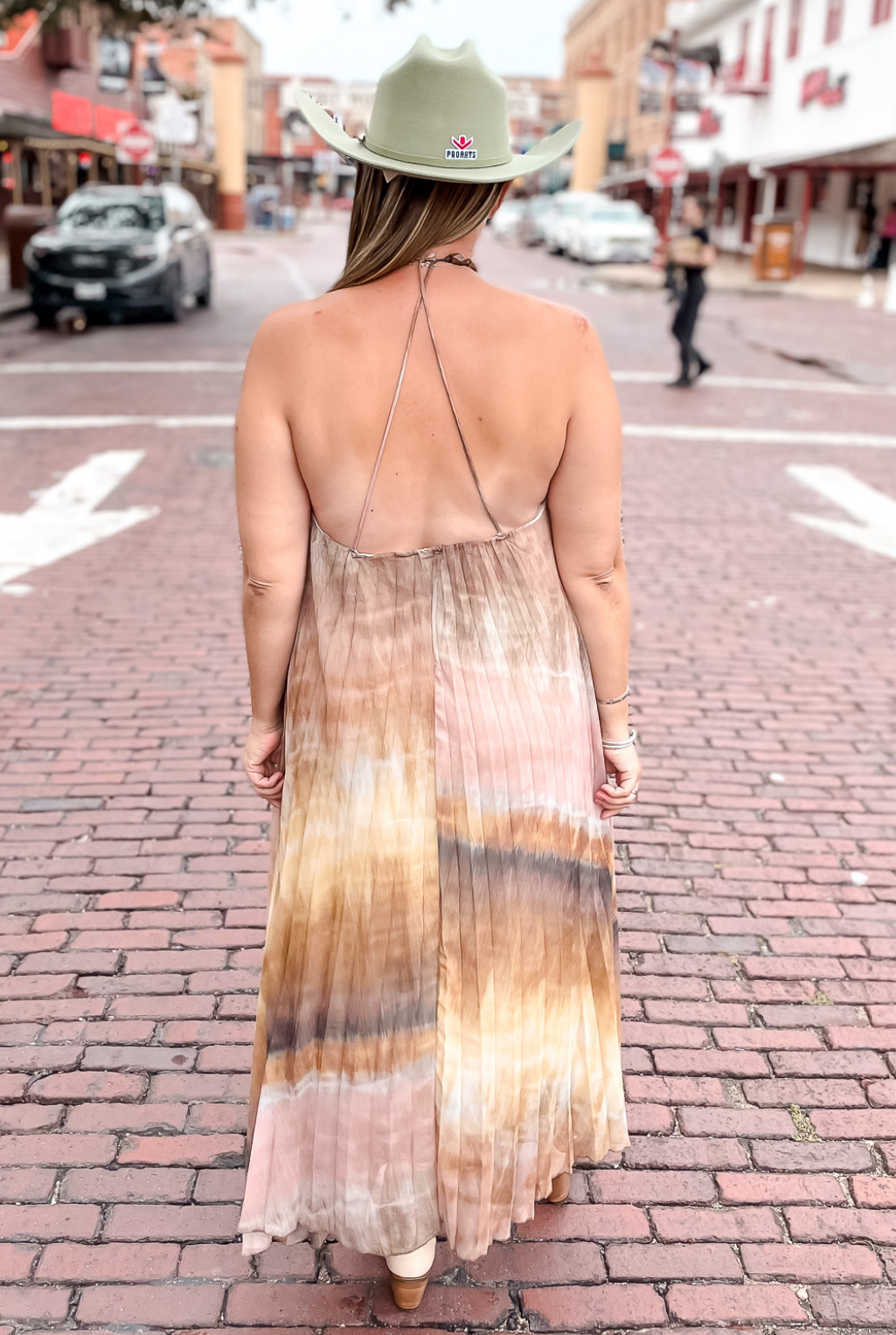 Desert Sand Pleated Dress