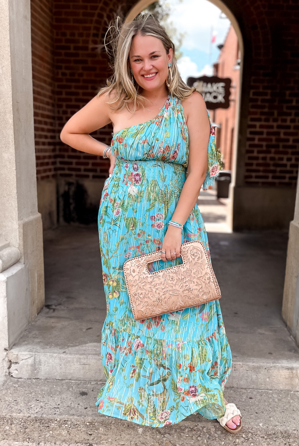 Turquoise One Shoulder Dress