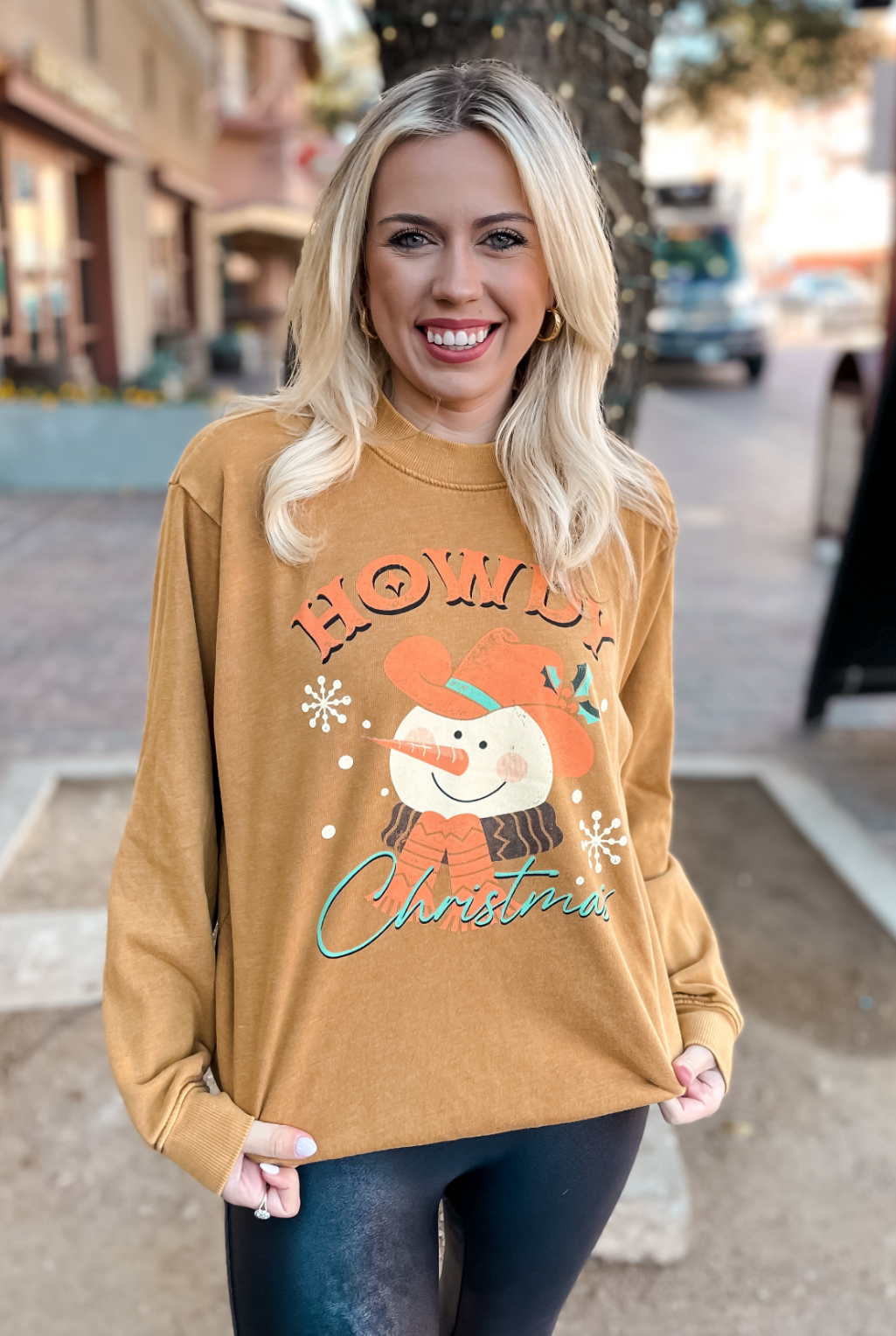 Howdy Snowman Sweatshirt - Mustard