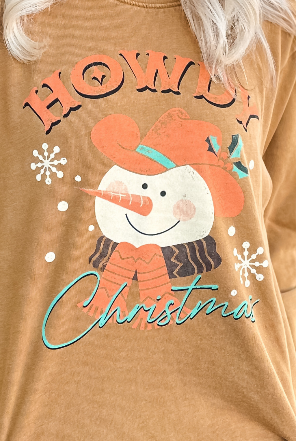 Howdy Snowman Sweatshirt - Mustard