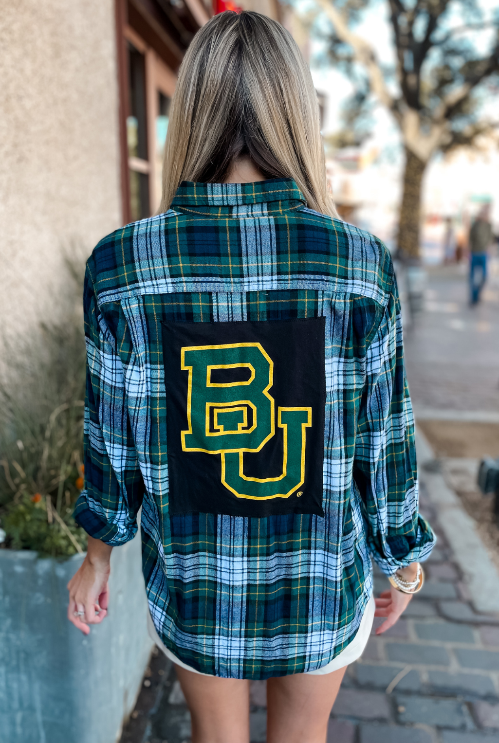 Vintage Collegiate T Back Flannel - Baylor U