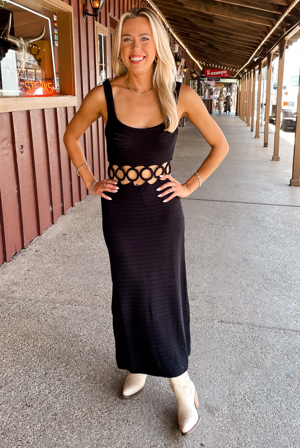 Disco Crochet Dress - Black