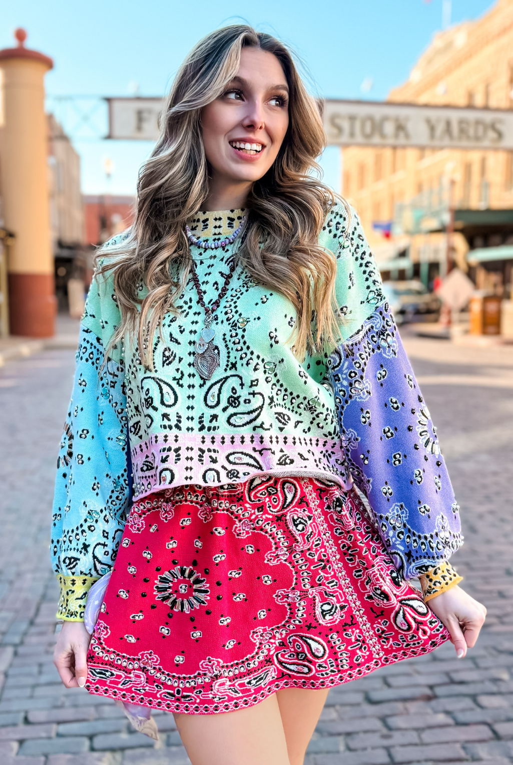 Color Block Bandana Skirt