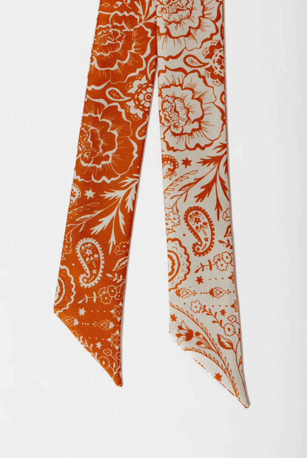 Orange & Cream Silk Twilly Scarf