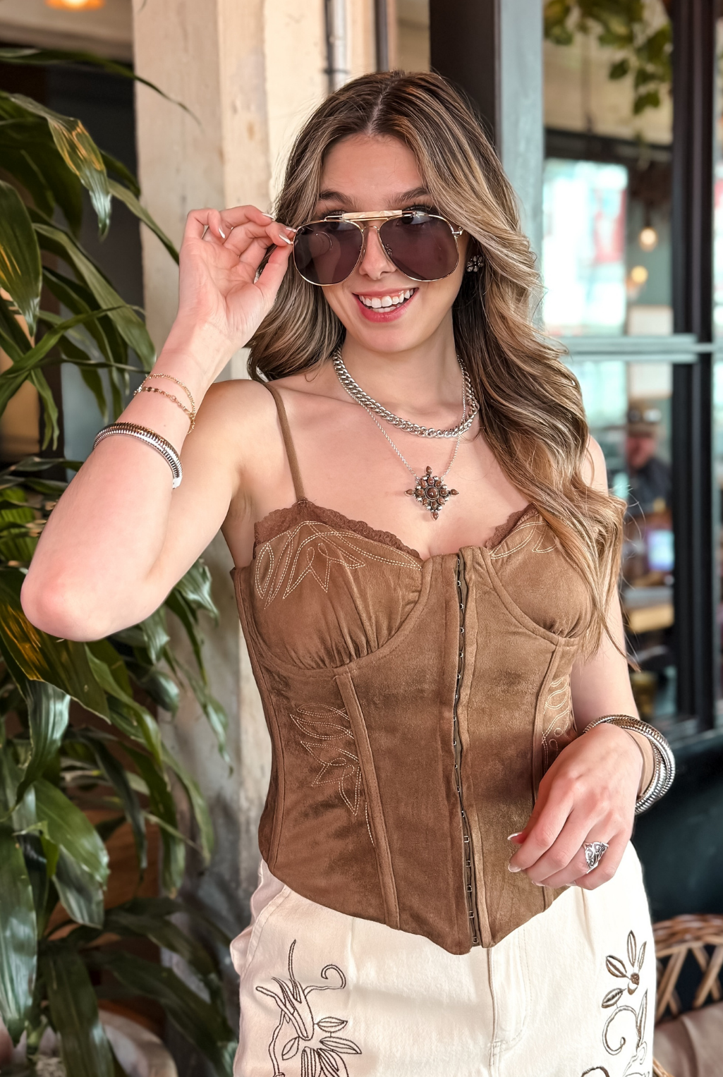 Embroidered Western Bustier