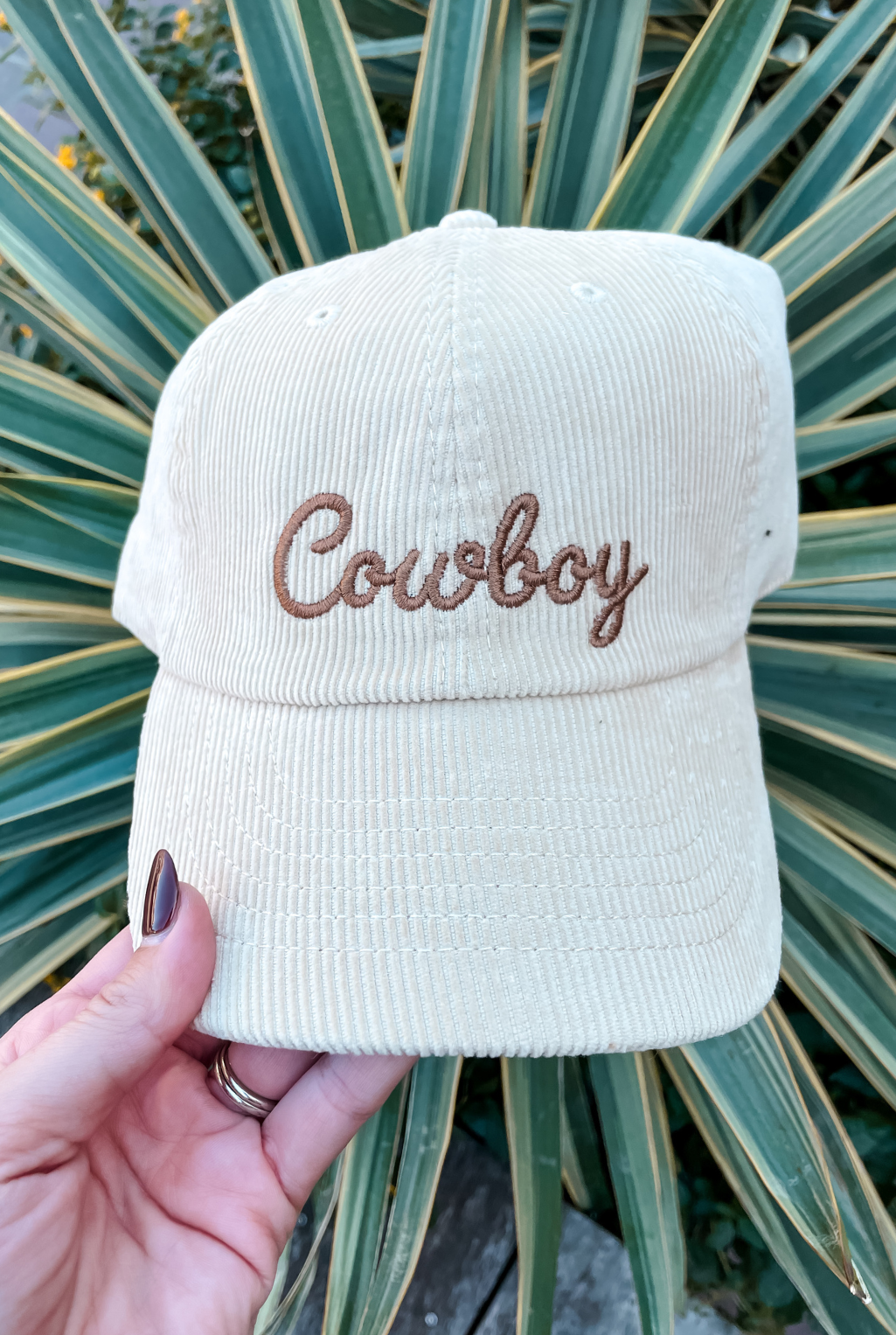 Cowboy Embroidery Corduroy Cap