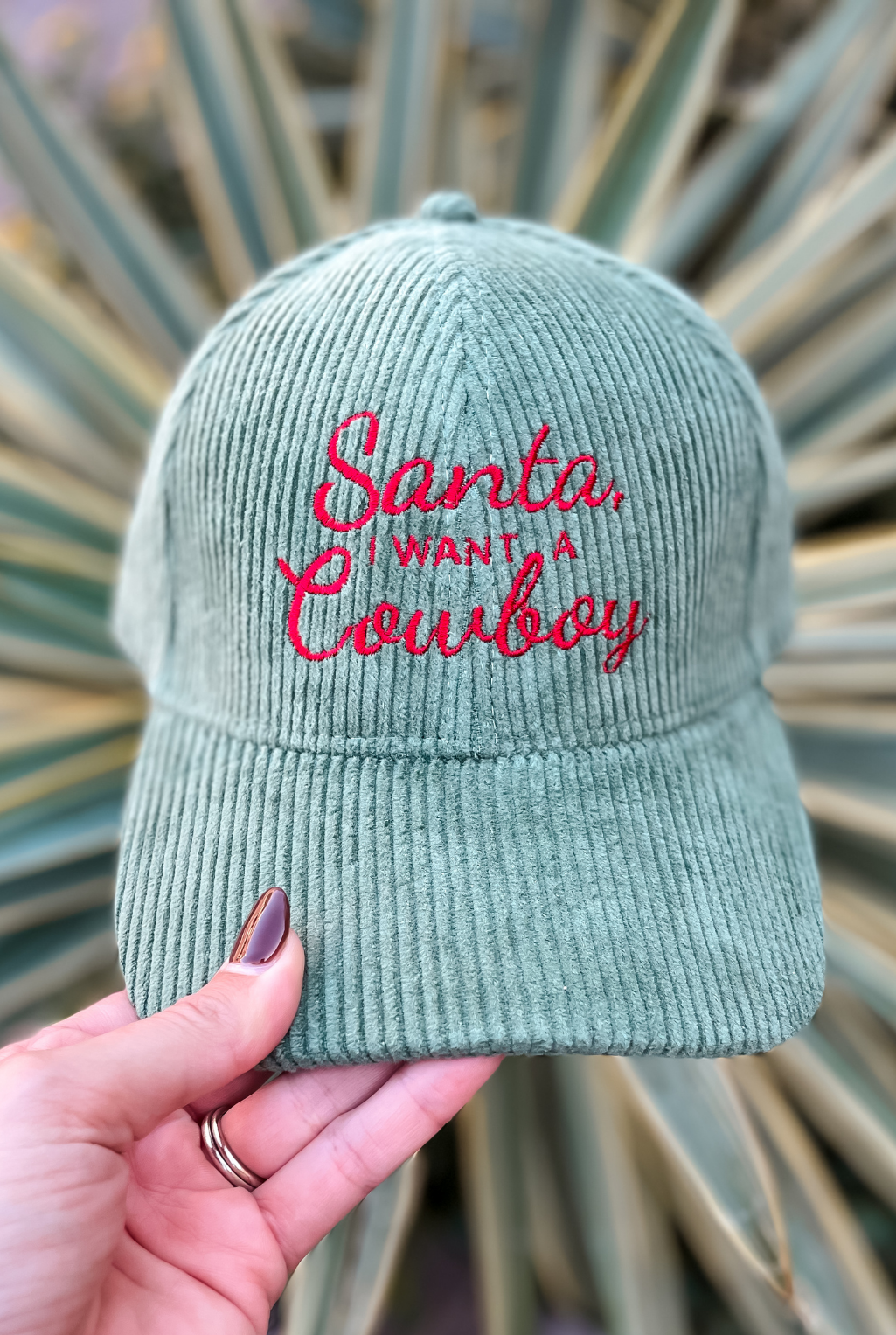 Santa I Want A Cowboy Corduroy Cap