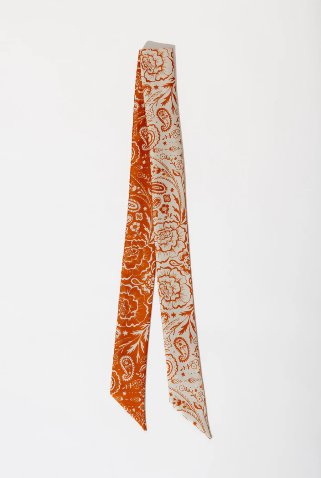 Orange & Cream Silk Twilly Scarf