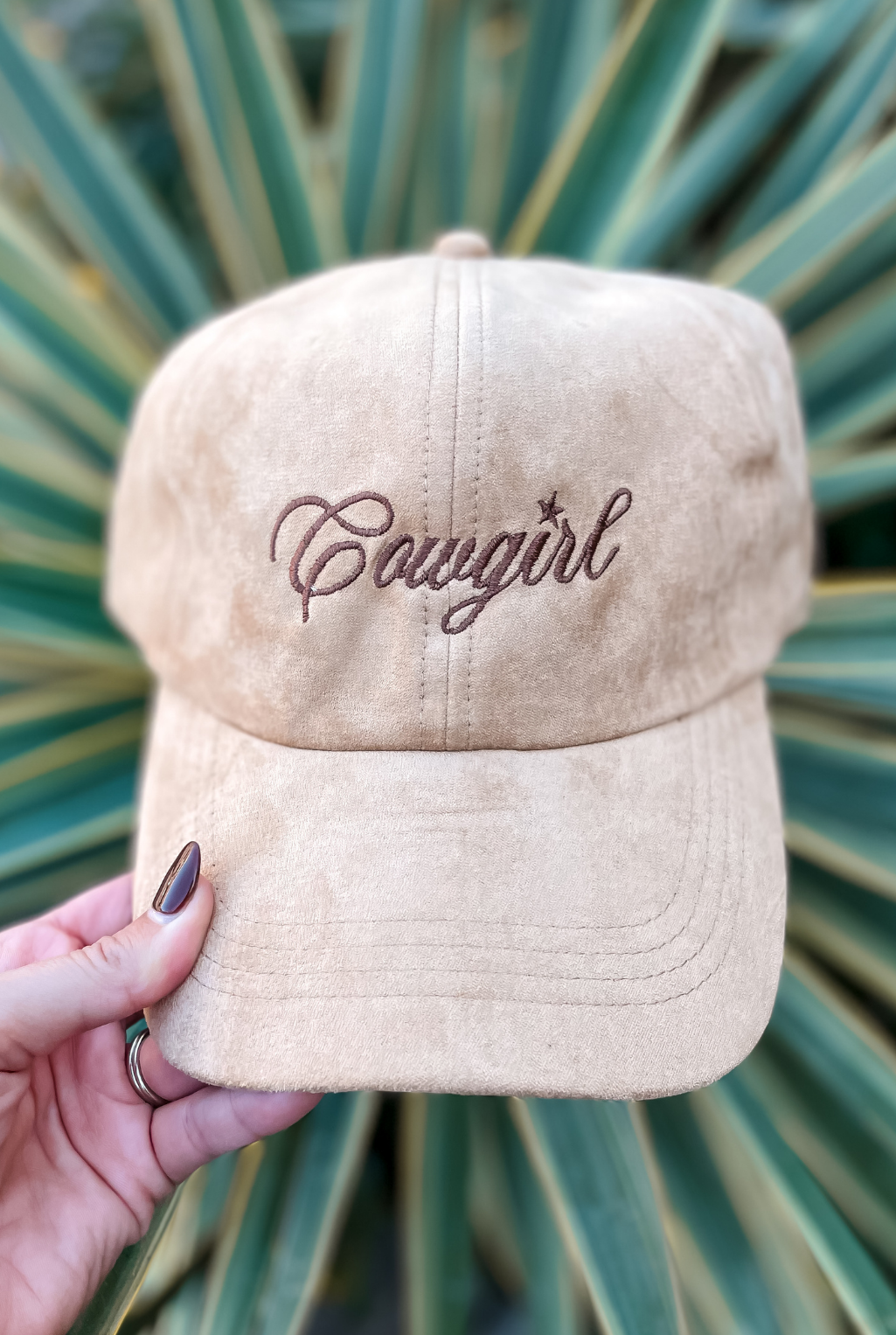 Cowgirl Embroidered Suede Cap