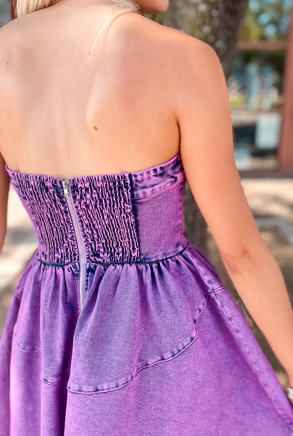 Corset Top Washed Denim Dress