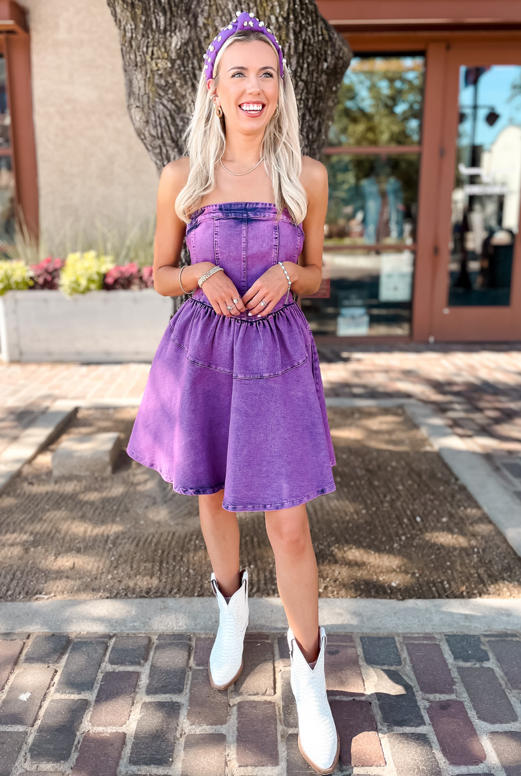 Corset Top Washed Denim Dress