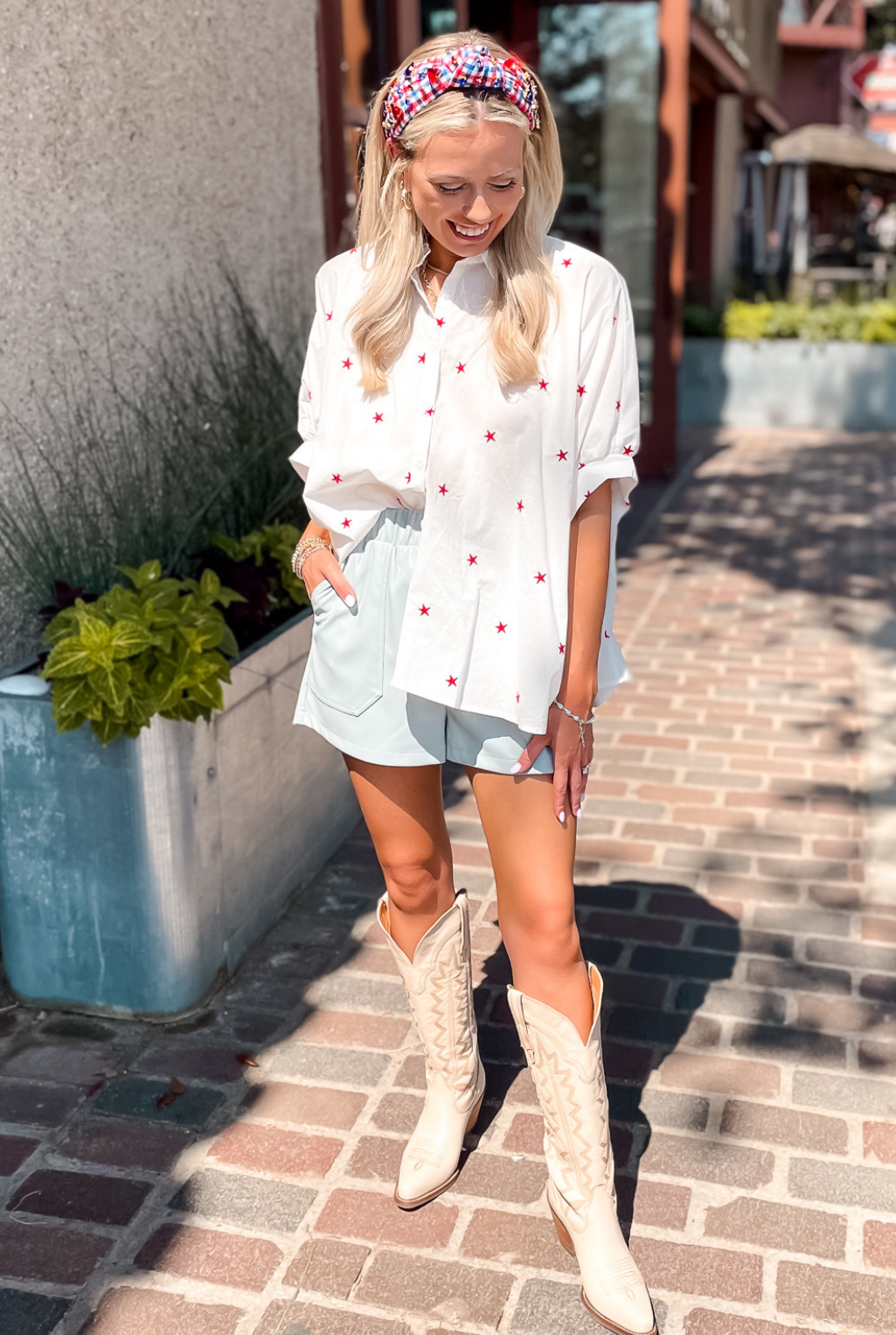 Star Embroidered Oversized Shirt