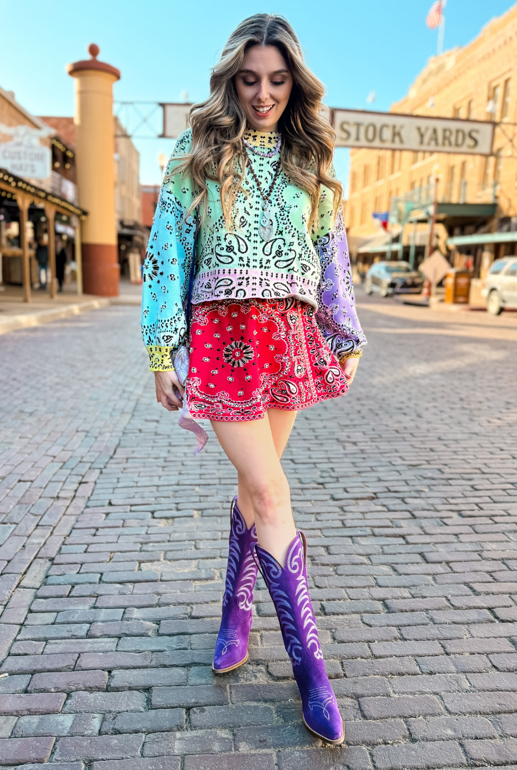 Color Block Bandana Skirt