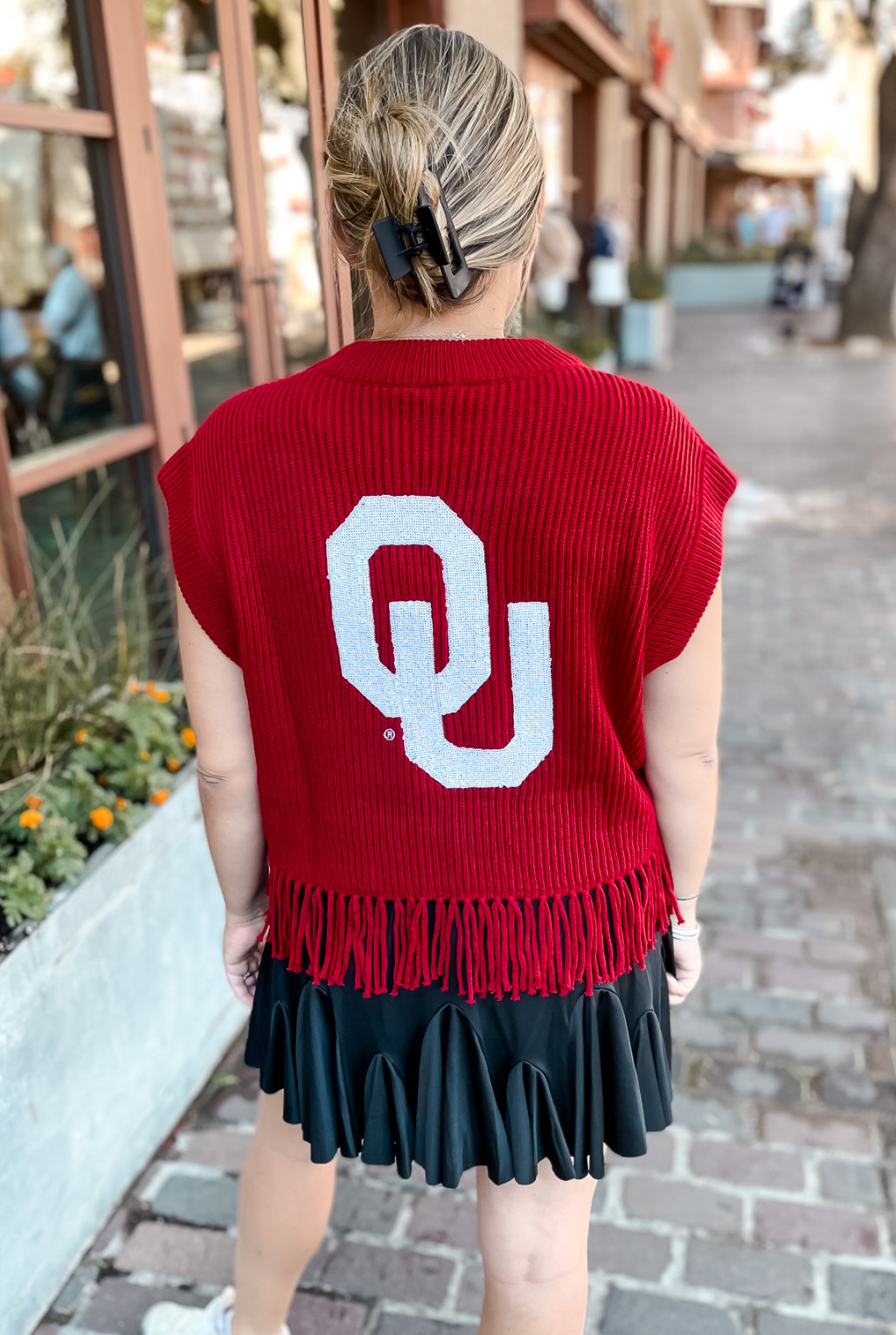 Queen Of Sparkles - Boomer Sooner Pearl Fringe Sweater