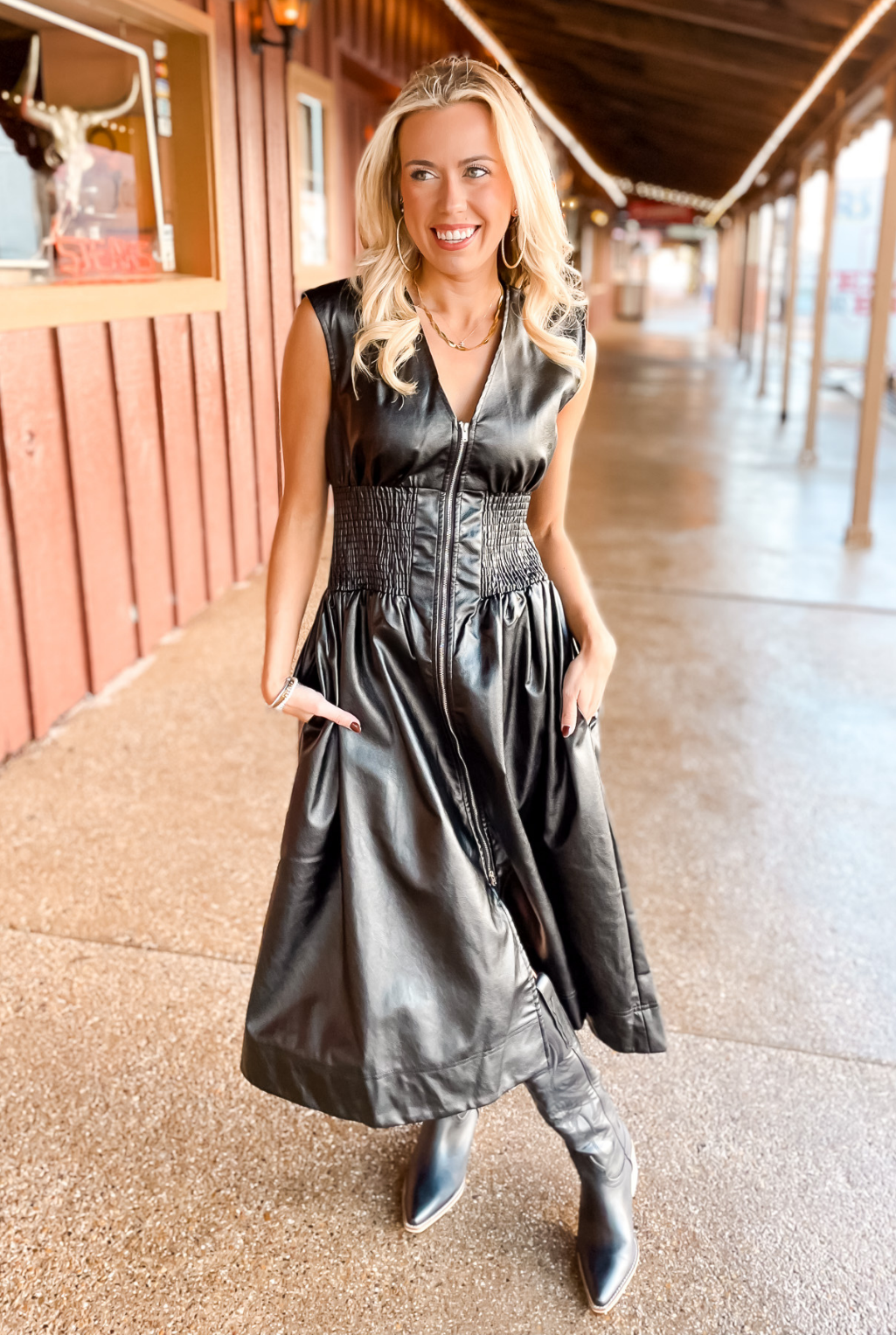 Lights Out Leather Dress