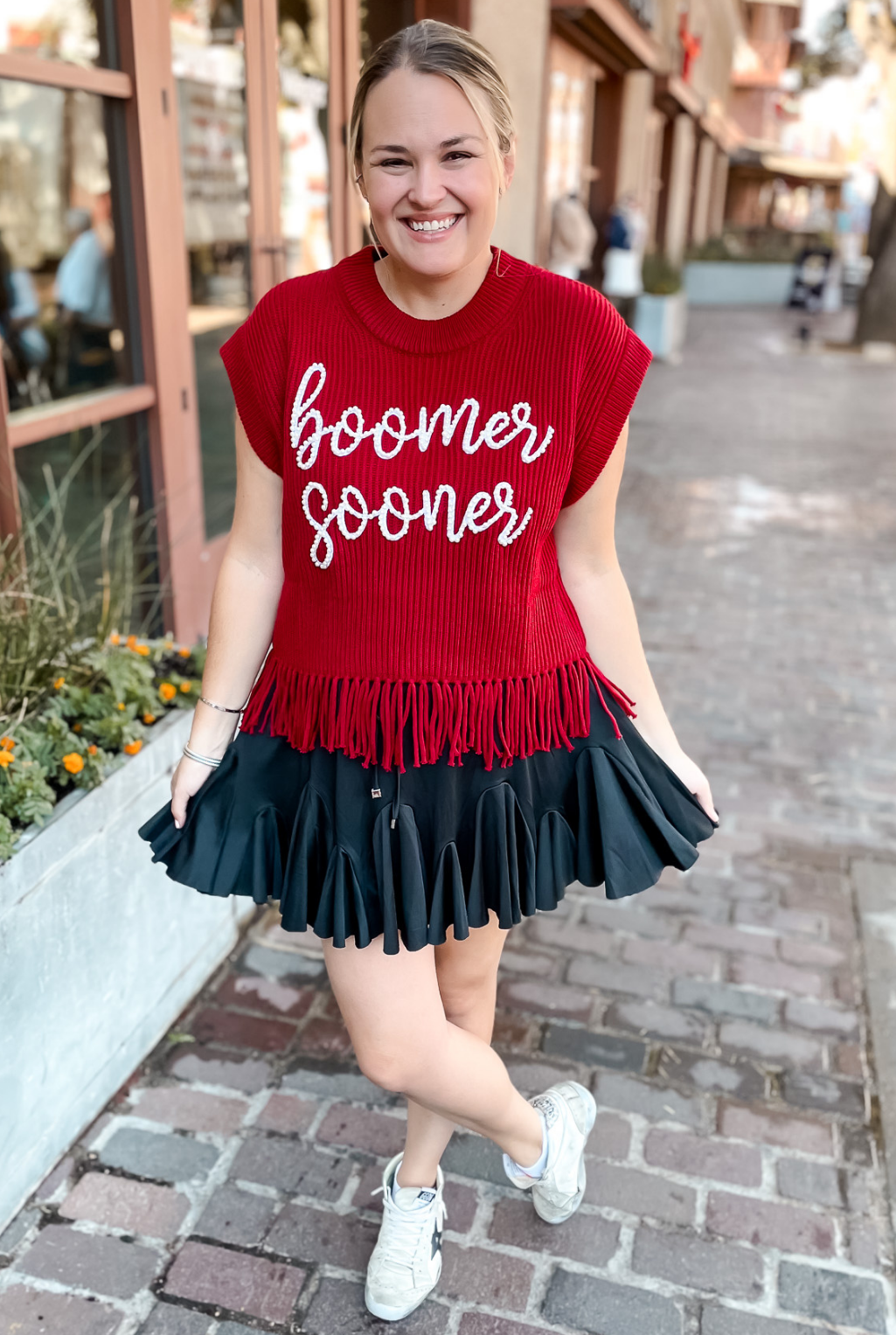 Queen Of Sparkles - Boomer Sooner Pearl Fringe Sweater