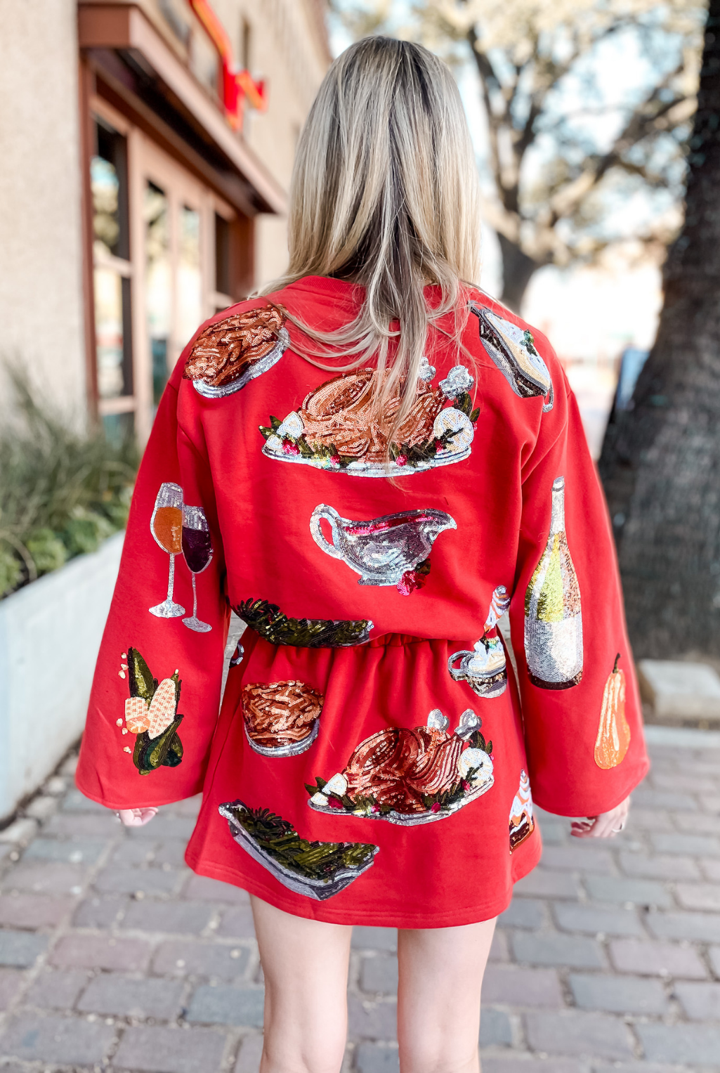 Queen Of Sparkles - Thanksgiving Dinner Sweatshirt Dress