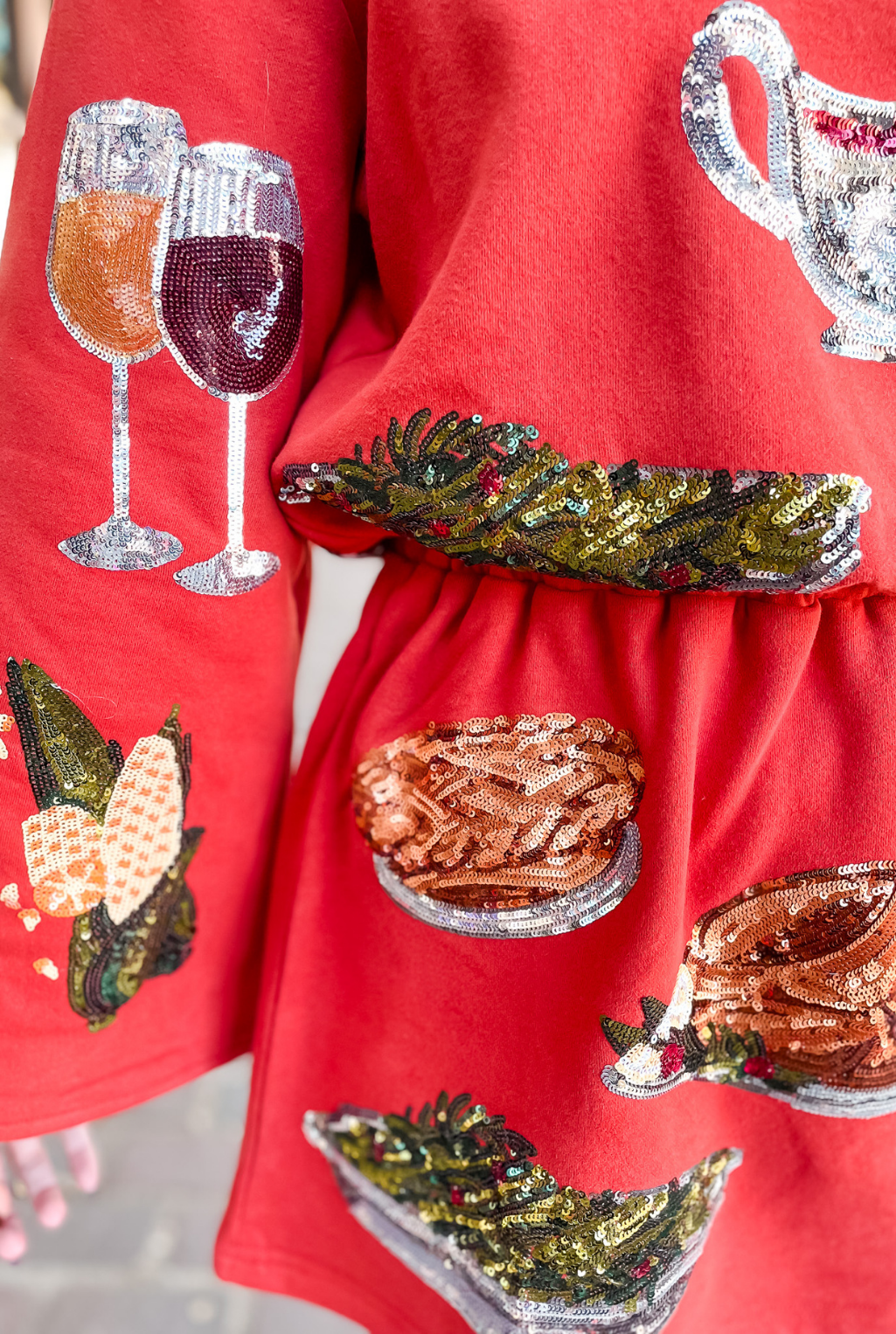 Queen Of Sparkles - Thanksgiving Dinner Sweatshirt Dress