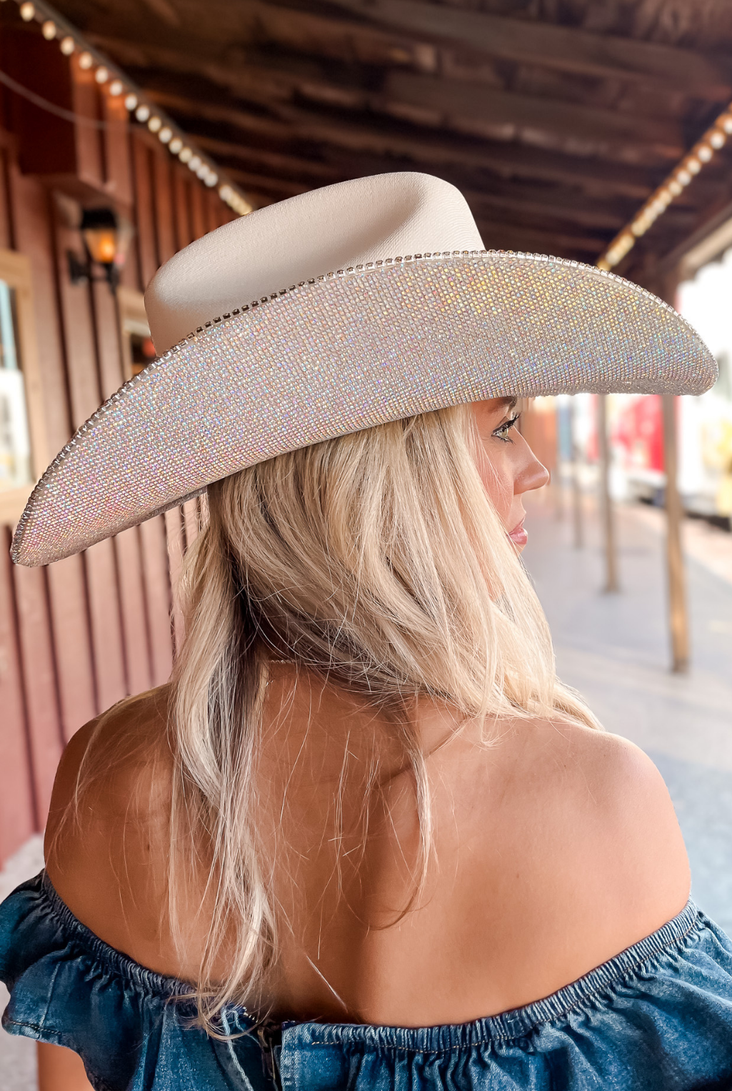 Rhinestone Cream Cowgirl Hat