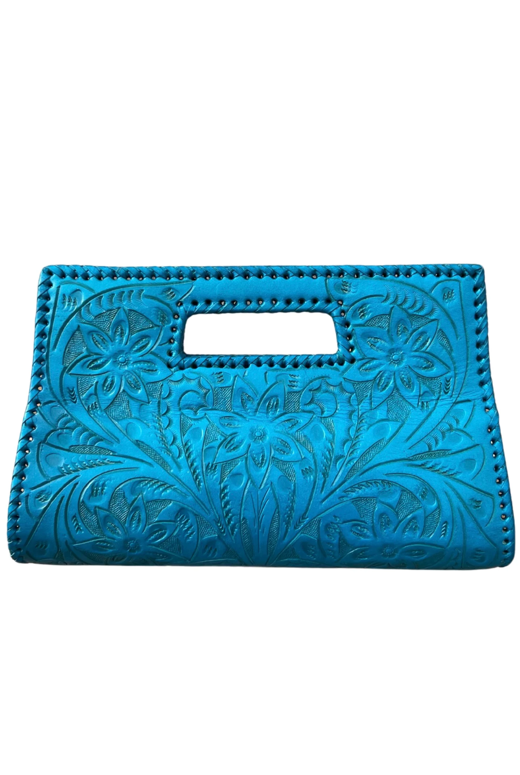 Caroline Tooled Leather Handbag - Turquoise