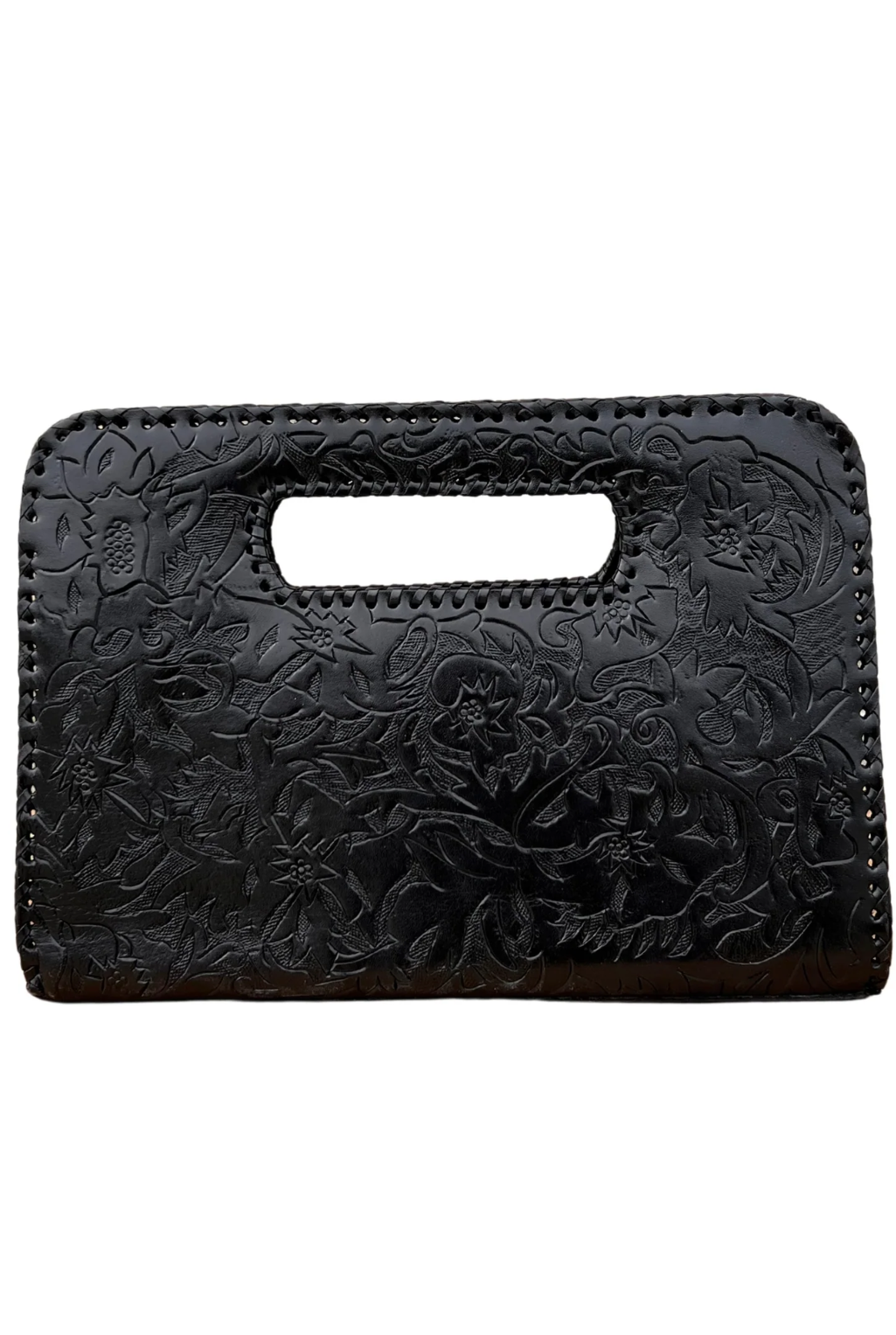 Claire Tooled Leather Handbag - Black