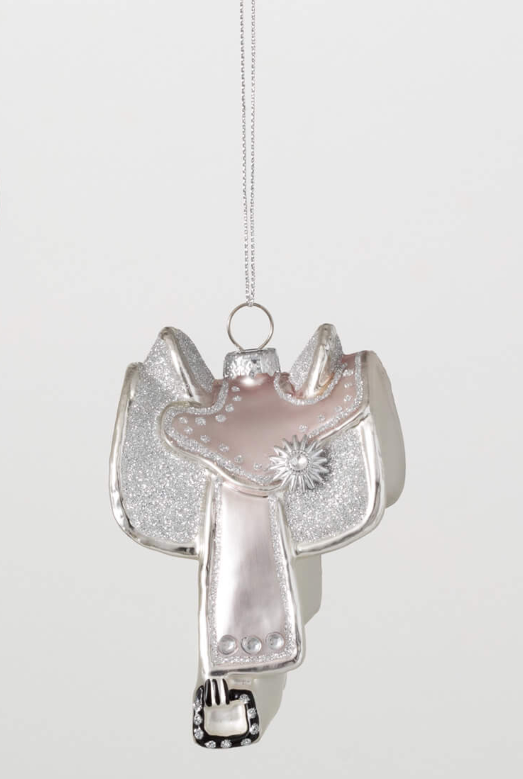 Western Saddle Ornament - Silver