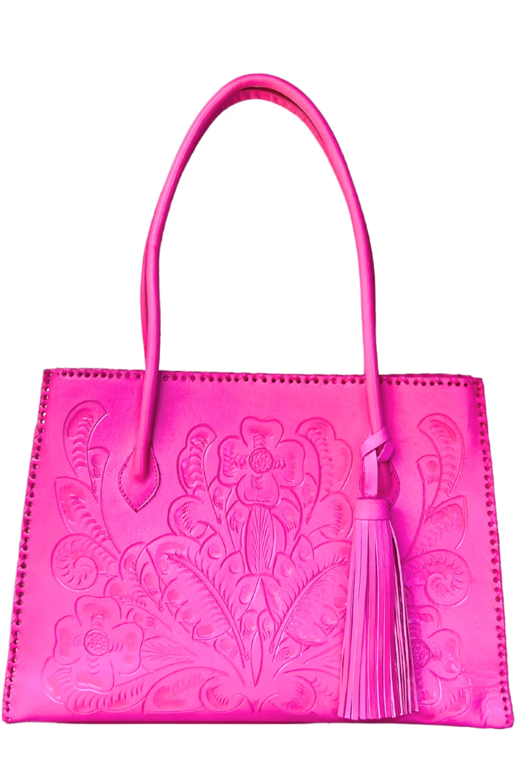 Amy Tooled Leather Handbag - Pink