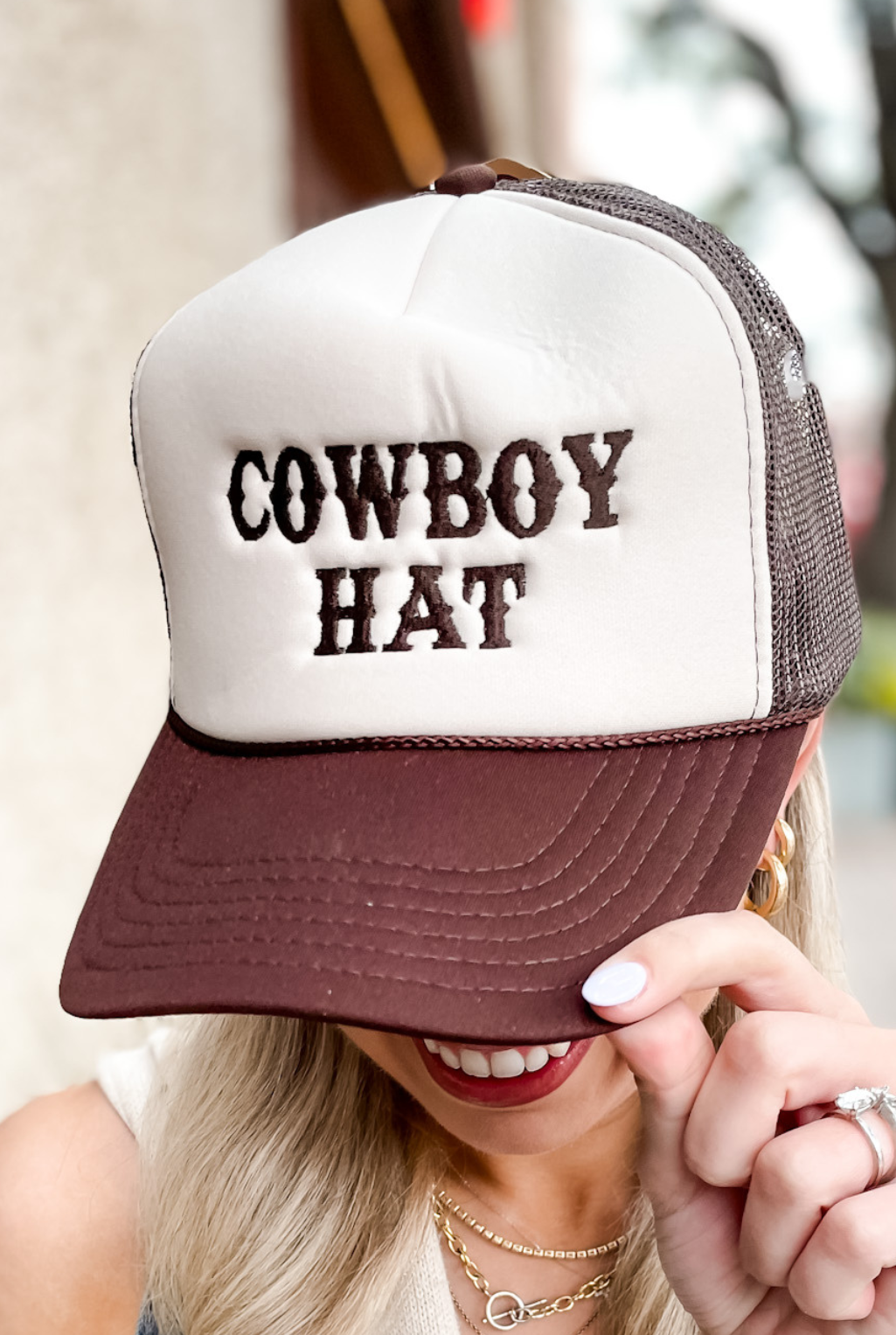 Cowboy Hat Trucker Hat - Brown