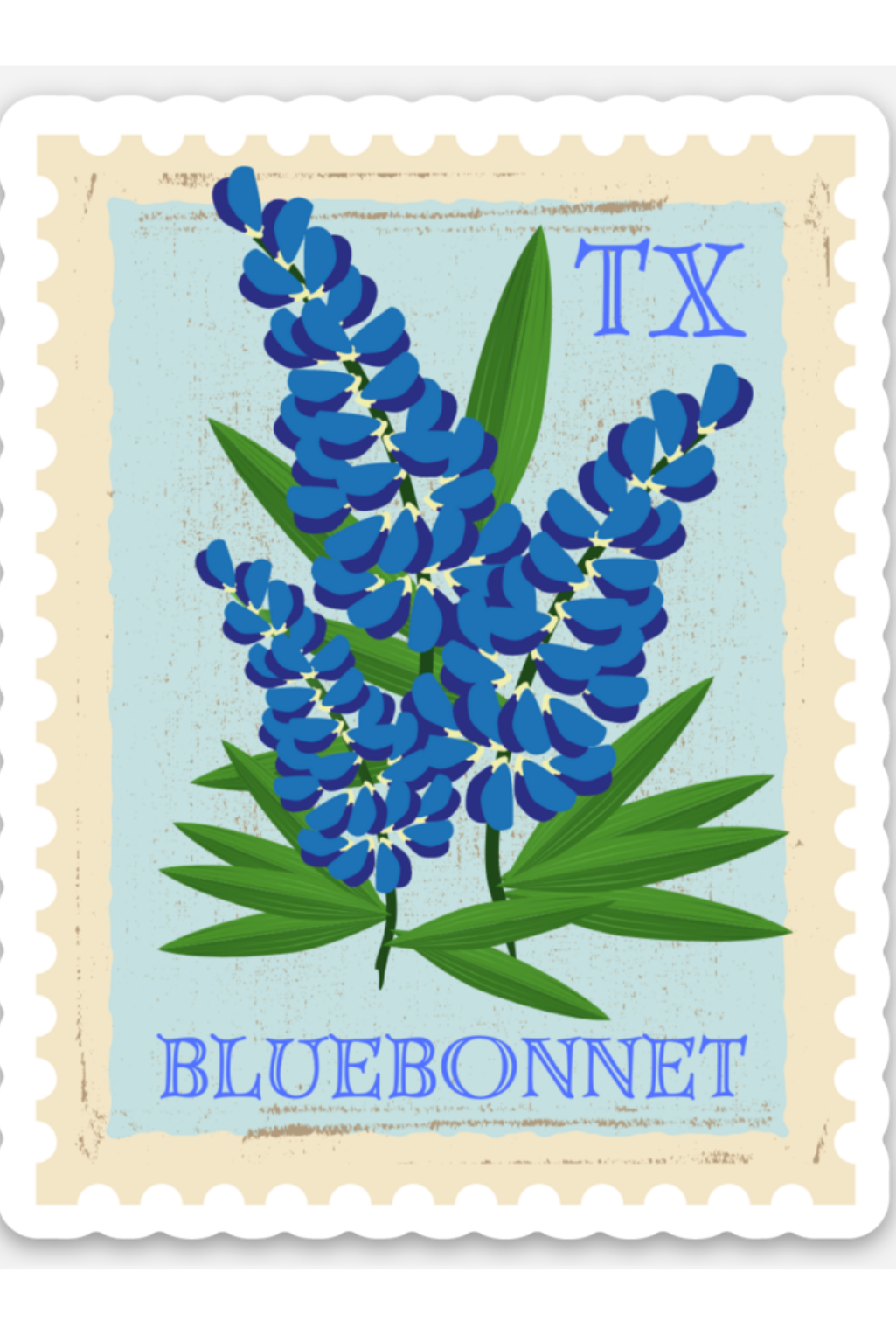 Texas Bluebonnet Stamp Sticker