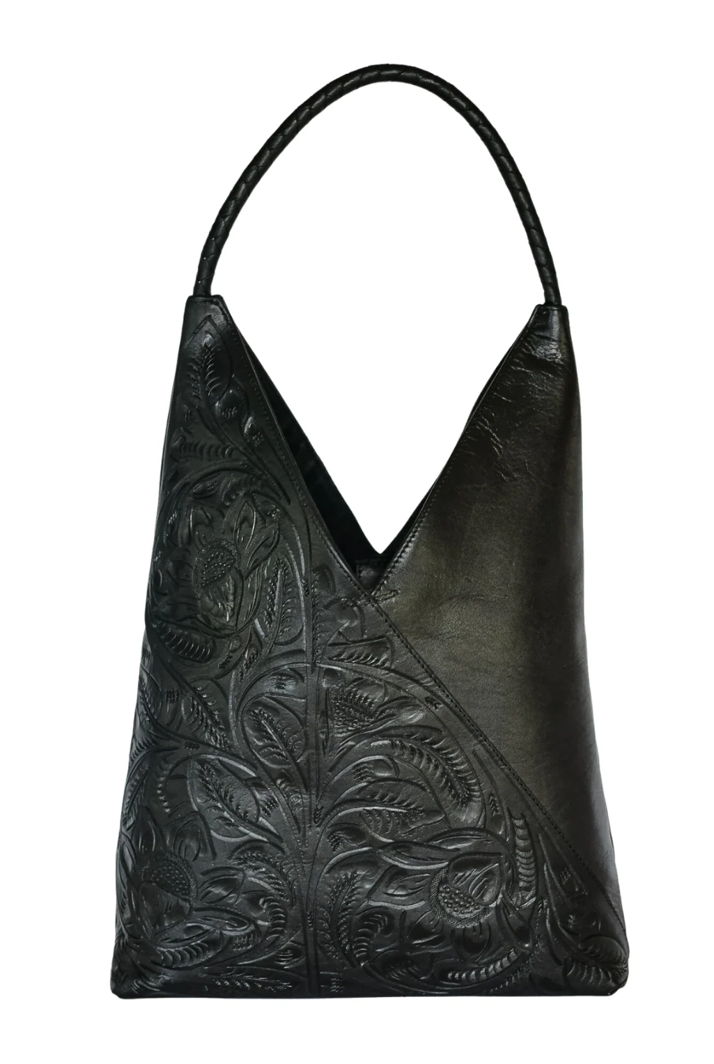 Nancy Ann Tooled Leather Handbag - Black