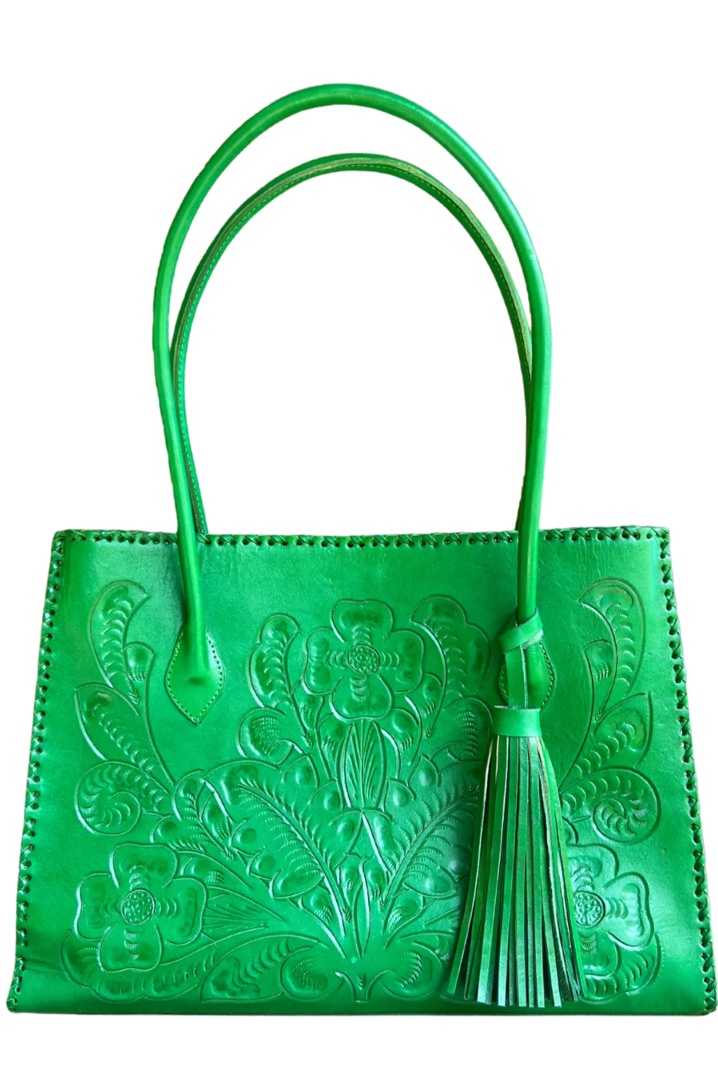 Amy Tooled Leather Handbag - Green